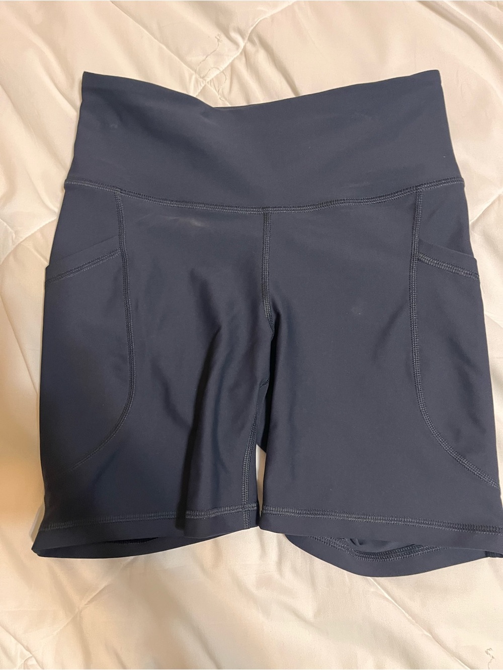 Women Old Navy Navy High-Waist Athletic Bike Shorts with Pockets